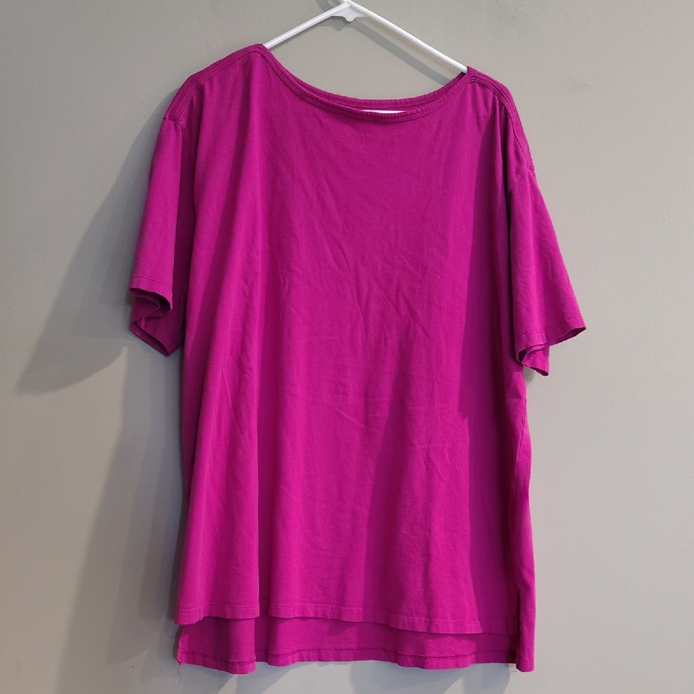 Woman‎ Within 22/24  Fuchsia Crewneck Short Sleeve Tee Shirt